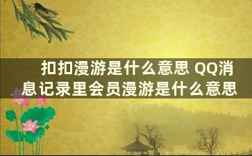 扣扣漫游是什么意思 QQ消息记录里会员漫游是什么意思